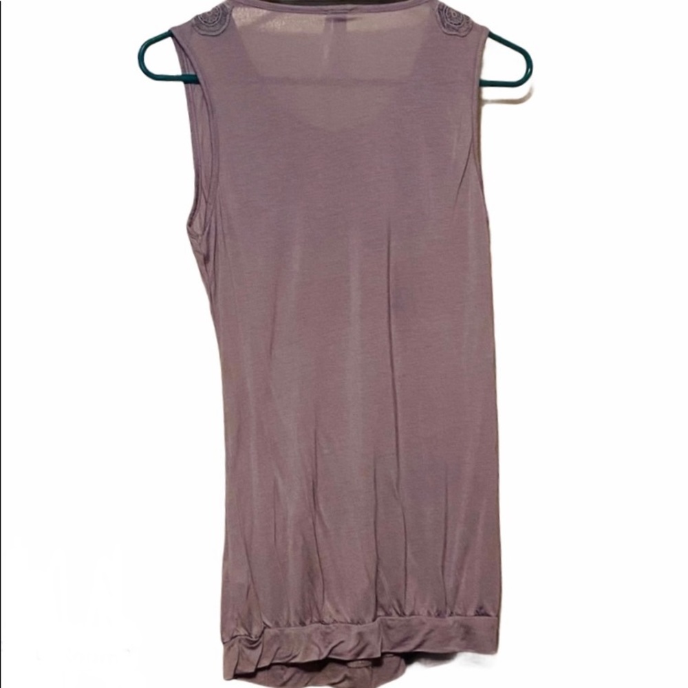 Kische Tank Gray Sleeveless Crocheted Blouse Top Camisole Shirt Grey Dressy - Picture 5 of 5
